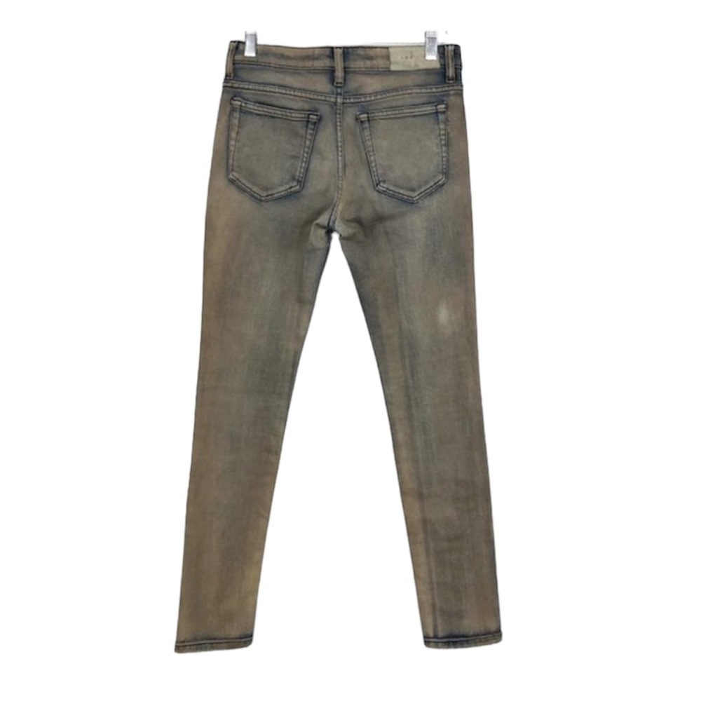 IRO Tan Distressed Mid-Rose Skinny Jeans in faded Blue  and brown mix size 25 - Picture 2 of 16
